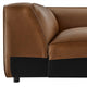 Modway Auren Vegan Leather Corner Modular Chair in Coffee - Mid Century Modern Faux Leather Corner Sectional Couch - Living Room Armless PU