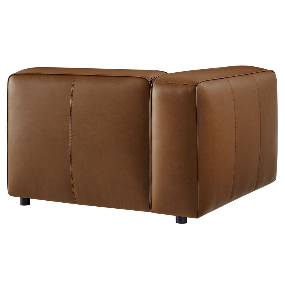 Modway Auren Vegan Leather Left Modular Armchair in Coffee - Faux Leather Left Arm Facing Sectional Chair - Mid Century Modern Single Sofa