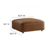 Modway Auren Vegan Leather Ottoman in Coffee - Large Square Faux Leather Foot Rest - Oversized Ottoman Seat for Living Room Apartment Loft