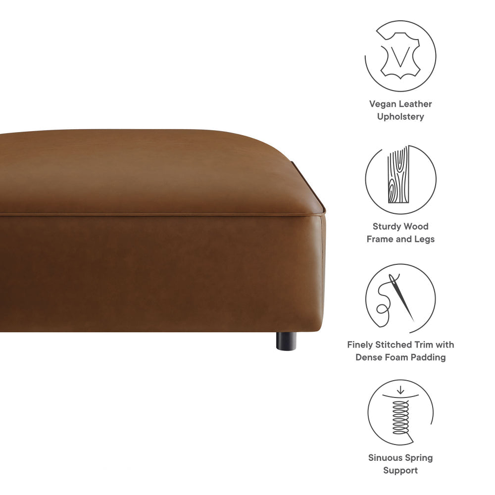 Modway Auren Vegan Leather Ottoman in Coffee - Large Square Faux Leather Foot Rest - Oversized Ottoman Seat for Living Room Apartment Loft
