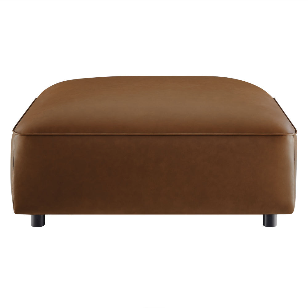 Modway Auren Vegan Leather Ottoman in Coffee - Large Square Faux Leather Foot Rest - Oversized Ottoman Seat for Living Room Apartment Loft