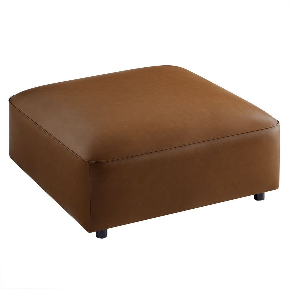 Modway Auren Vegan Leather Ottoman in Coffee - Large Square Faux Leather Foot Rest - Oversized Ottoman Seat for Living Room Apartment Loft