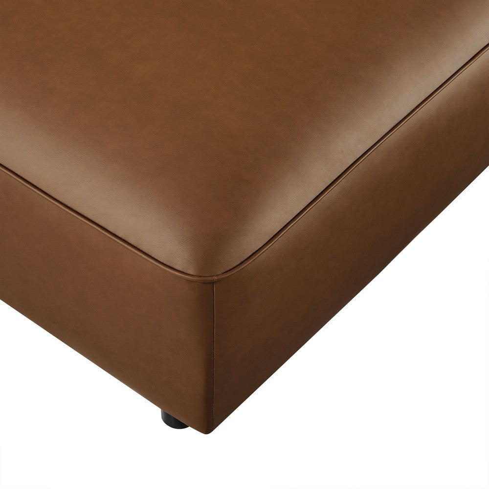 Modway Auren Vegan Leather Ottoman in Coffee - Large Square Faux Leather Foot Rest - Oversized Ottoman Seat for Living Room Apartment Loft
