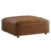 Modway Auren Vegan Leather Ottoman in Coffee - Large Square Faux Leather Foot Rest - Oversized Ottoman Seat for Living Room, Apartment, Loft