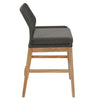 Modway Wellspring Outdoor Patio Teak Wood Counter Stool in Gray Graphite - 24 Inch Patio Counter Height Stool with Cushion Woven Seat