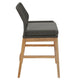 Modway Wellspring Outdoor Patio Teak Wood Counter Stool in Gray Graphite - 24 Inch Patio Counter Height Stool with Cushion Woven Seat