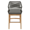 Modway Wellspring Outdoor Patio Teak Wood Counter Stool in Gray Graphite - 24 Inch Patio Counter Height Stool with Cushion Woven Seat