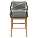 Modway Wellspring Outdoor Patio Teak Wood Counter Stool in Gray Graphite - 24 Inch Patio Counter Height Stool with Cushion Woven Seat