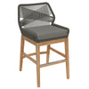 Modway Wellspring Outdoor Patio Teak Wood Counter Stool in Gray Graphite - 24 Inch Patio Counter Height Stool with Cushion, Woven Seat and Teak Wood Legs