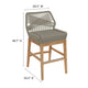 Modway Wellspring Outdoor Patio Teak Wood Counter Stool in Light Gray Greige - 24 Inch Patio Counter Height Stool with Cushion Woven Seat