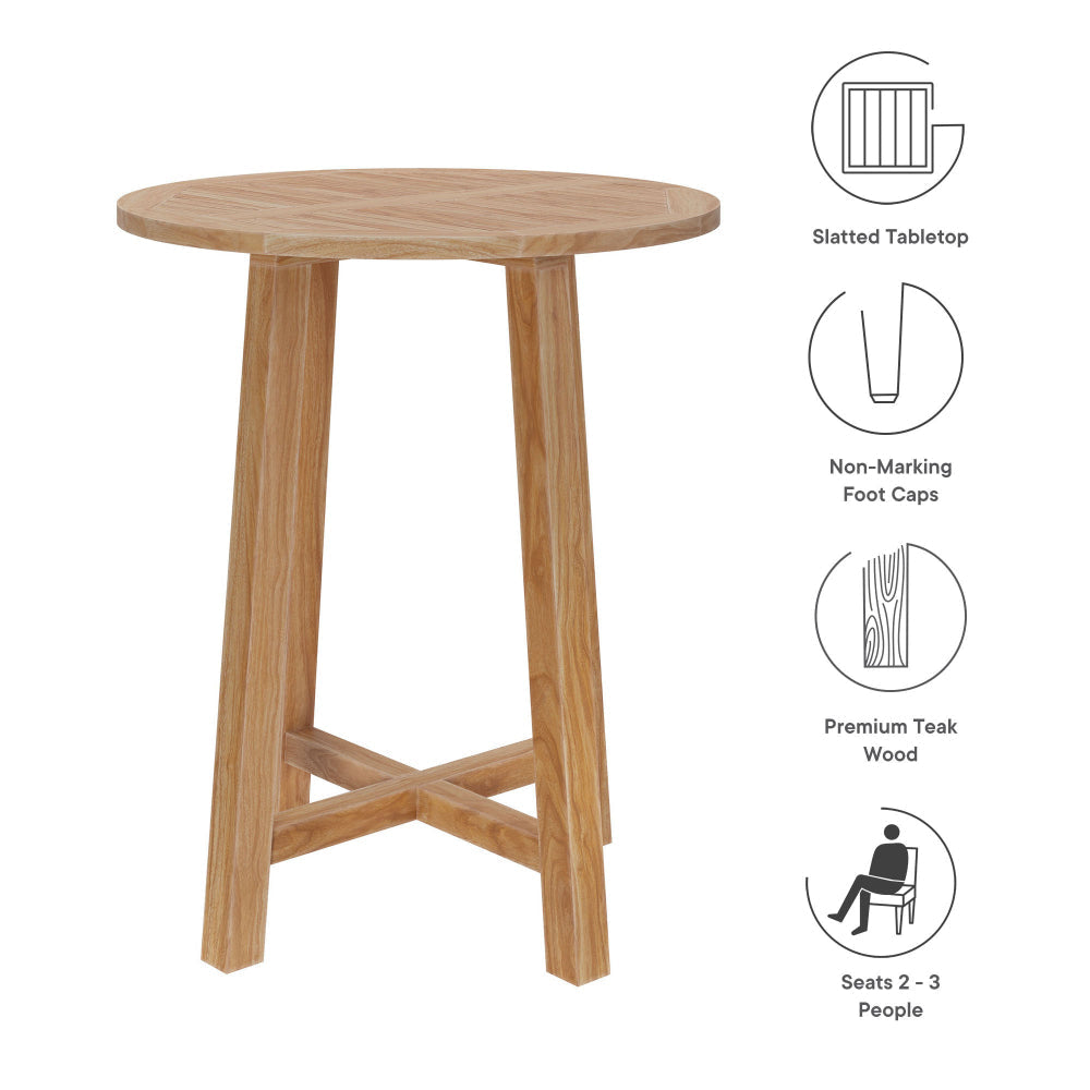 Wellspring 36’’ Outdoor Patio Teak Wood Bar Table by Modway MDY-EEI-7127-NAT