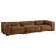 Modway Auren Vegan Leather 3 Piece Modular Sofa in Coffee - Faux Leather 3 Seater Couch - Comfy Mid Century Modern PU Leather Sofa for Living Room, Apartment, Loft