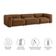 Modway Auren Vegan Leather 3 Piece Modular Sofa in Coffee - Faux Leather 3 Seater Couch - Comfy Mid Century Modern PU Leather Sofa
