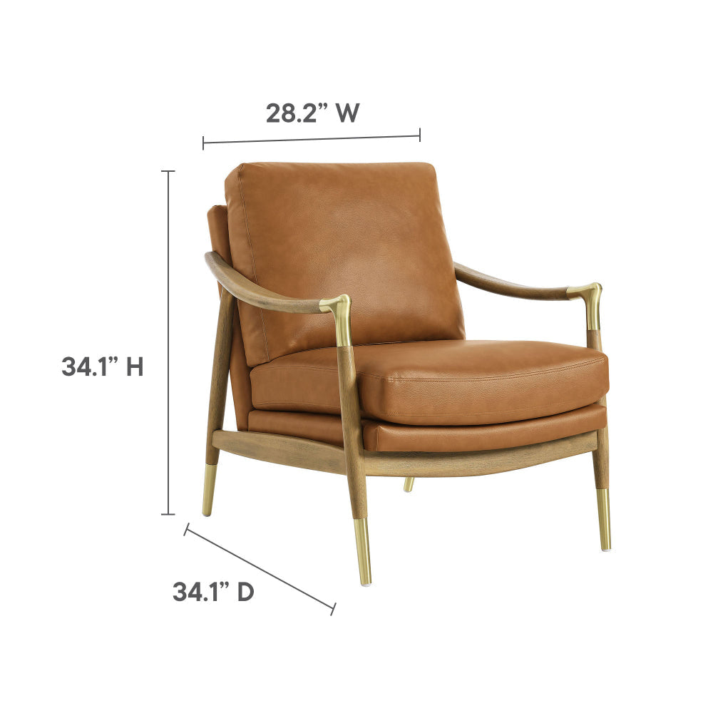 Langford Vegan Leather Accent Armchair by Modway MDY-EEI-7138-TAN-WAL