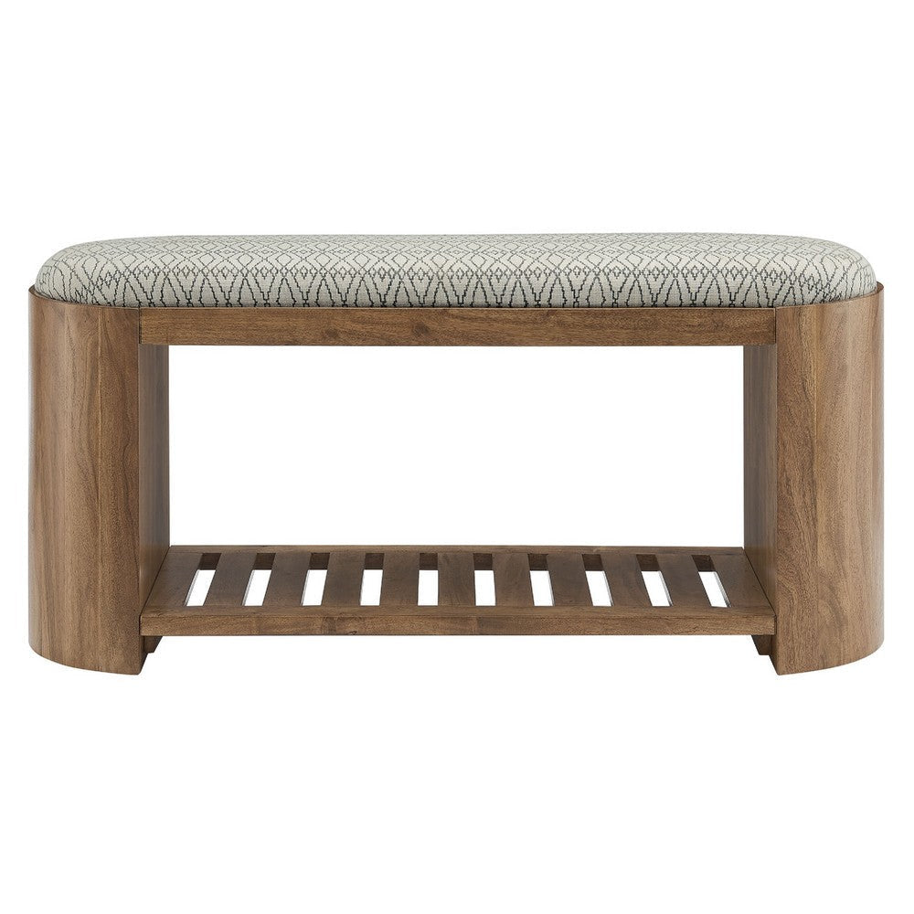 Modway Ashby 45’’ Geometric Upholstered Bench Natural Geometric MDY-EEI-7142-NAT-GEO