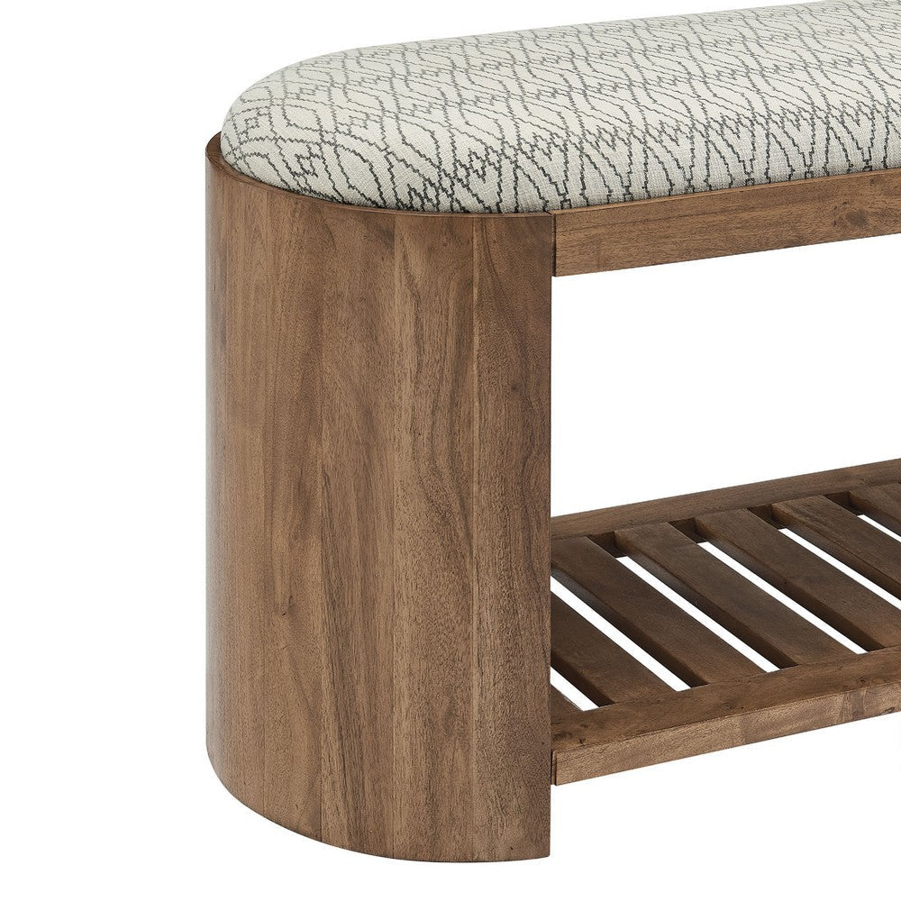 Modway Ashby 45’’ Geometric Upholstered Bench Natural Geometric MDY-EEI-7142-NAT-GEO