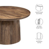 Modway Holloway 30 Inch Round Mango Wood Coffee Table in Walnut – Contemporary Circle Drum for Living Room – Mid-Century Modern Table