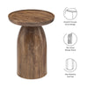 Modway Holloway Solid Mango Wood Side End Table in Walnut – Contemporary Wooden Accent Table for Living Room – Small Round Plant Stand