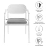Modway Aeris Outdoor Aluminum Dining Chairs Set of 2 in White