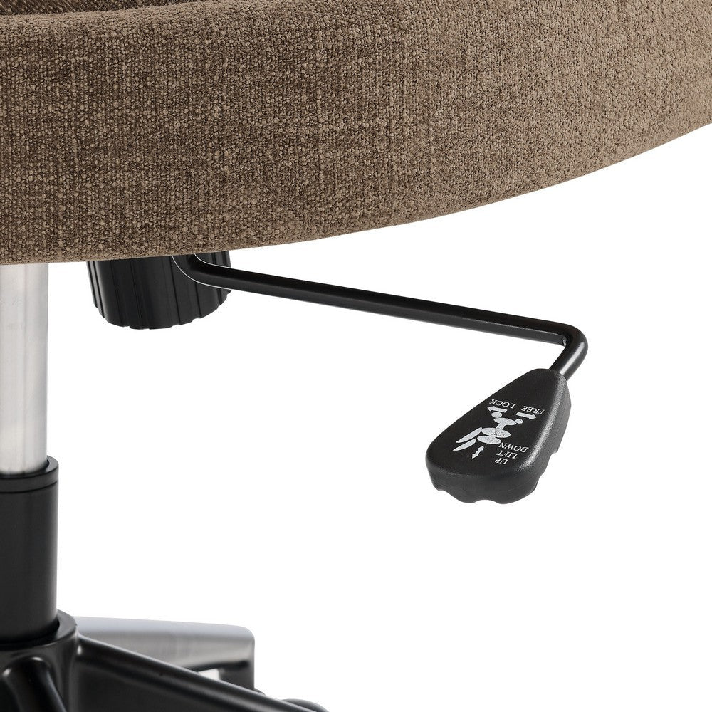 Modway Pinnacle Upholstered Office Chair in Mocha Slub Weave Fabric – Adjustable Height Barrel Office Armchair with Rolling Wheels – Home