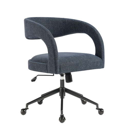 Modway Pinnacle Upholstered Office Chair in Slate Blue Slub Weave Fabric – Adjustable Height Barrel Office Armchair with Rolling Wheels – Home Office, Study, or Bedroom Desk Chair