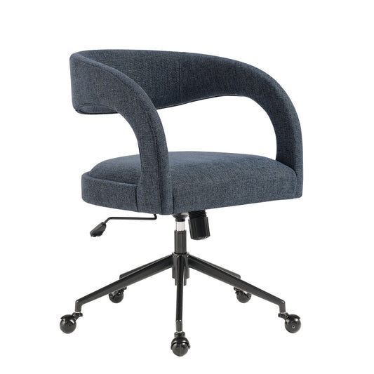 Modway Pinnacle Upholstered Office Chair in Slate Blue Slub Weave Fabric – Adjustable Height Barrel Office Armchair with Rolling Wheels – Home Office, Study, or Bedroom Desk Chair