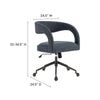 Modway Pinnacle Upholstered Office Chair in Slate Blue Slub Weave Fabric – Adjustable Height Barrel Office Armchair with Rolling Wheels –