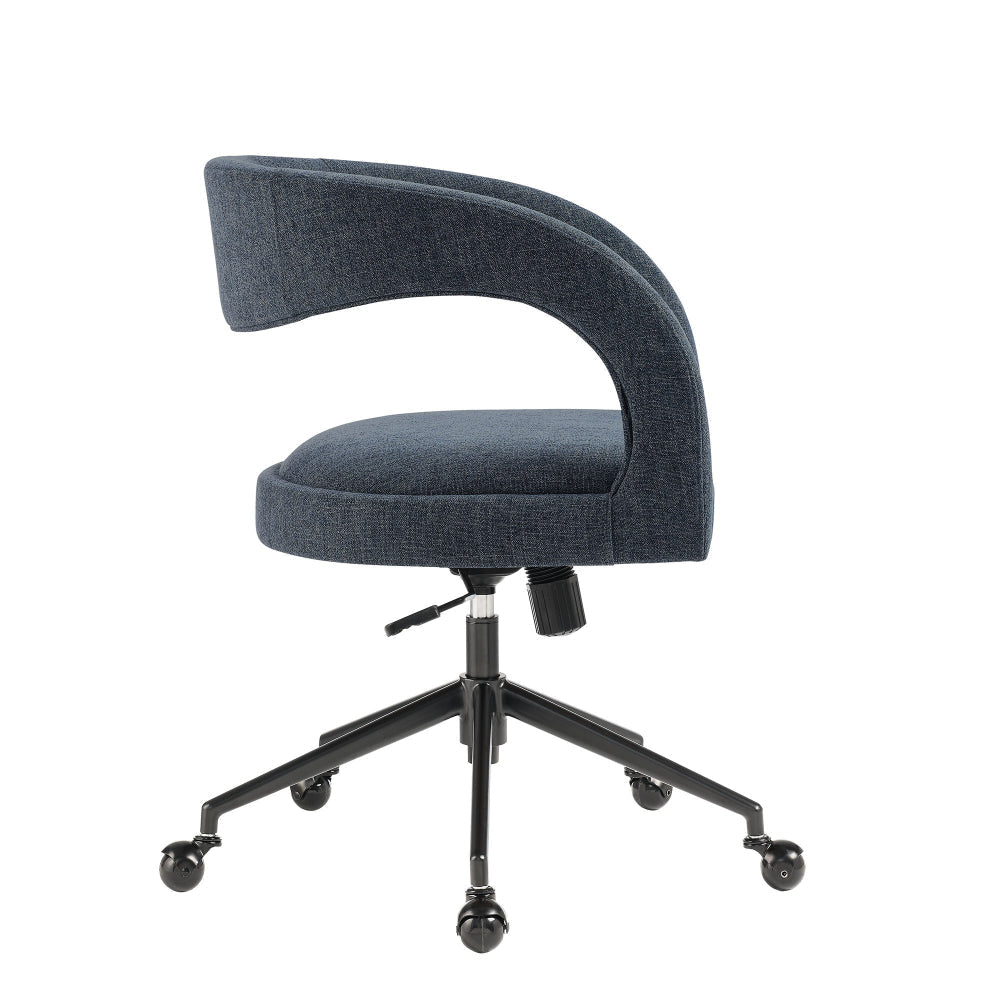 Modway Pinnacle Upholstered Office Chair in Slate Blue Slub Weave Fabric – Adjustable Height Barrel Office Armchair with Rolling Wheels –