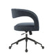 Modway Pinnacle Upholstered Office Chair in Slate Blue Slub Weave Fabric – Adjustable Height Barrel Office Armchair with Rolling Wheels –