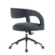 Modway Pinnacle Upholstered Office Chair in Slate Blue Slub Weave Fabric – Adjustable Height Barrel Office Armchair with Rolling Wheels –