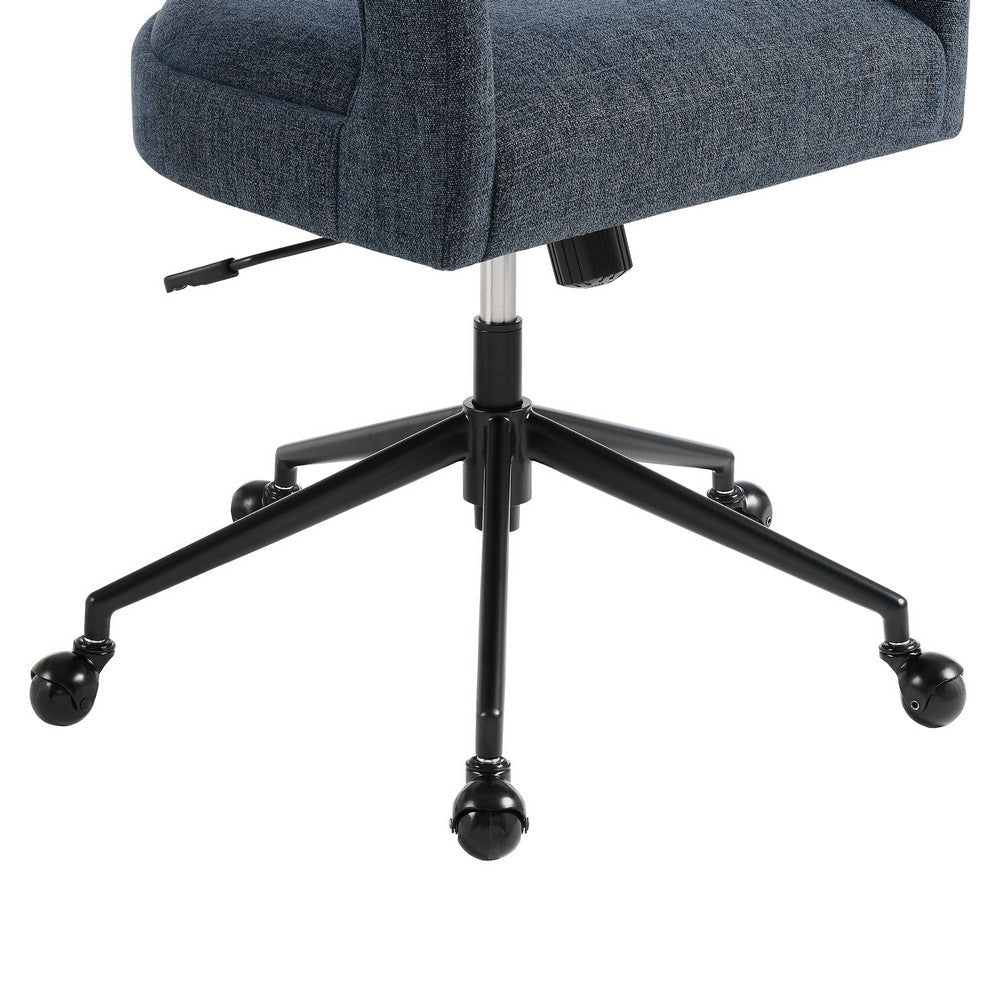 Modway Pinnacle Upholstered Office Chair in Slate Blue Slub Weave Fabric – Adjustable Height Barrel Office Armchair with Rolling Wheels –