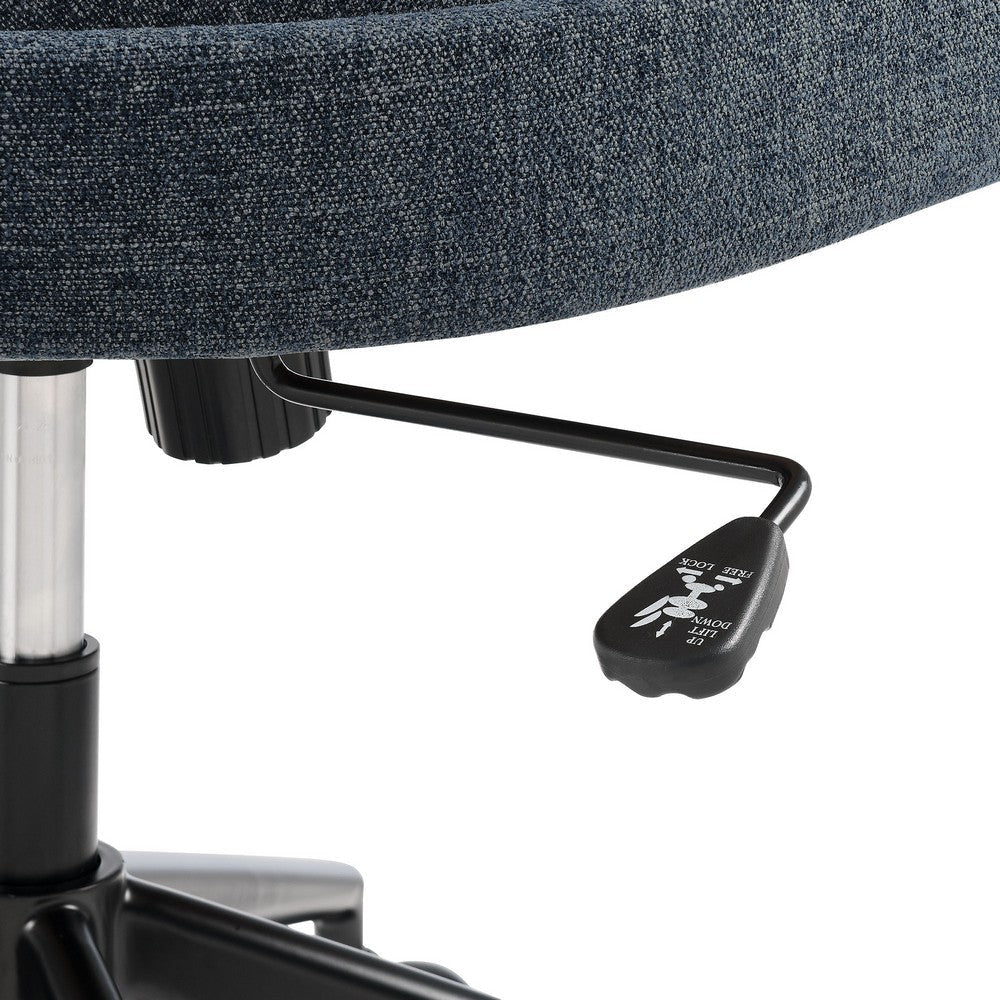 Modway Pinnacle Upholstered Office Chair in Slate Blue Slub Weave Fabric – Adjustable Height Barrel Office Armchair with Rolling Wheels –
