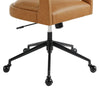 Modway Pinnacle Faux Leather Home Office Desk Chair in Tan – Upholstered Height Adjustable Barrel Desk Armchair with Rolling Wheels – PU