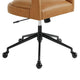 Modway Pinnacle Faux Leather Home Office Desk Chair in Tan – Upholstered Height Adjustable Barrel Desk Armchair with Rolling Wheels – PU
