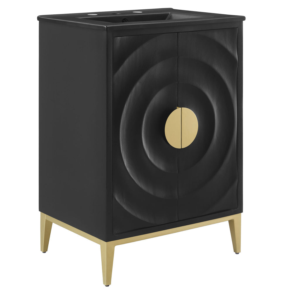 Modway Beau 24 Inch Wood Bathroom Vanity Cabinet in Black Black