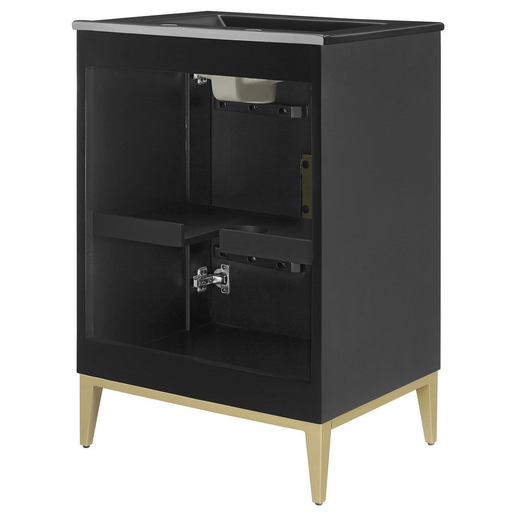 Modway Beau 24 Inch Wood Bathroom Vanity Cabinet in Black Black MDY-EEI-7160-BLK-BLK