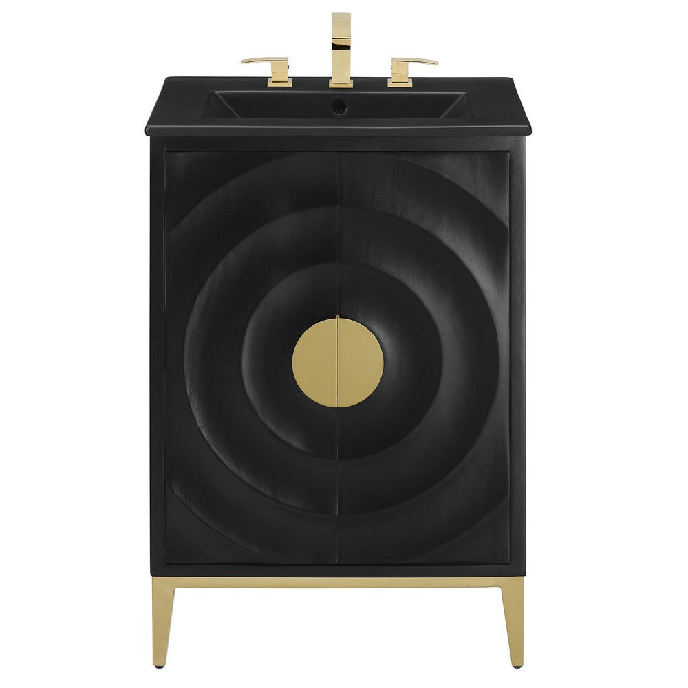 Modway Beau 24 Inch Wood Bathroom Vanity Cabinet in Black Black MDY-EEI-7160-BLK-BLK