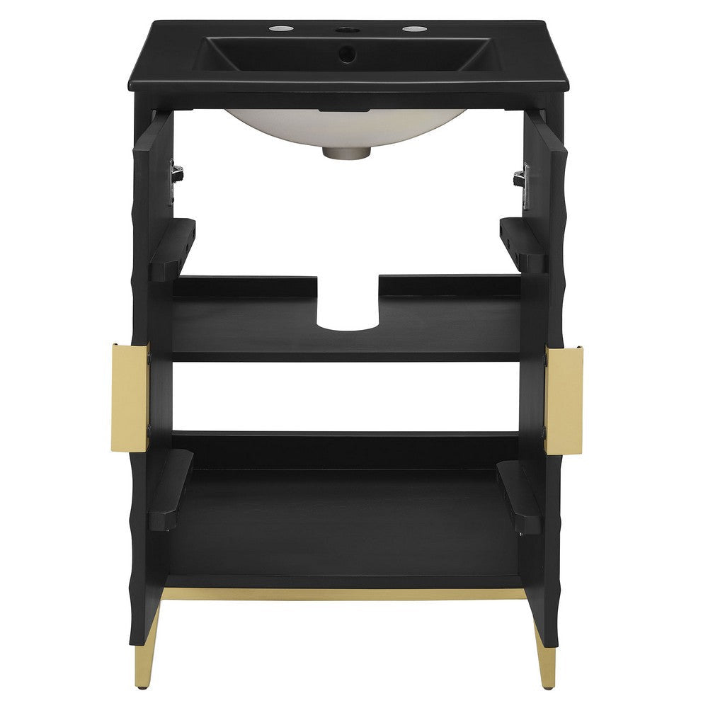Modway Beau 24 Inch Wood Bathroom Vanity Cabinet in Black Black MDY-EEI-7160-BLK-BLK