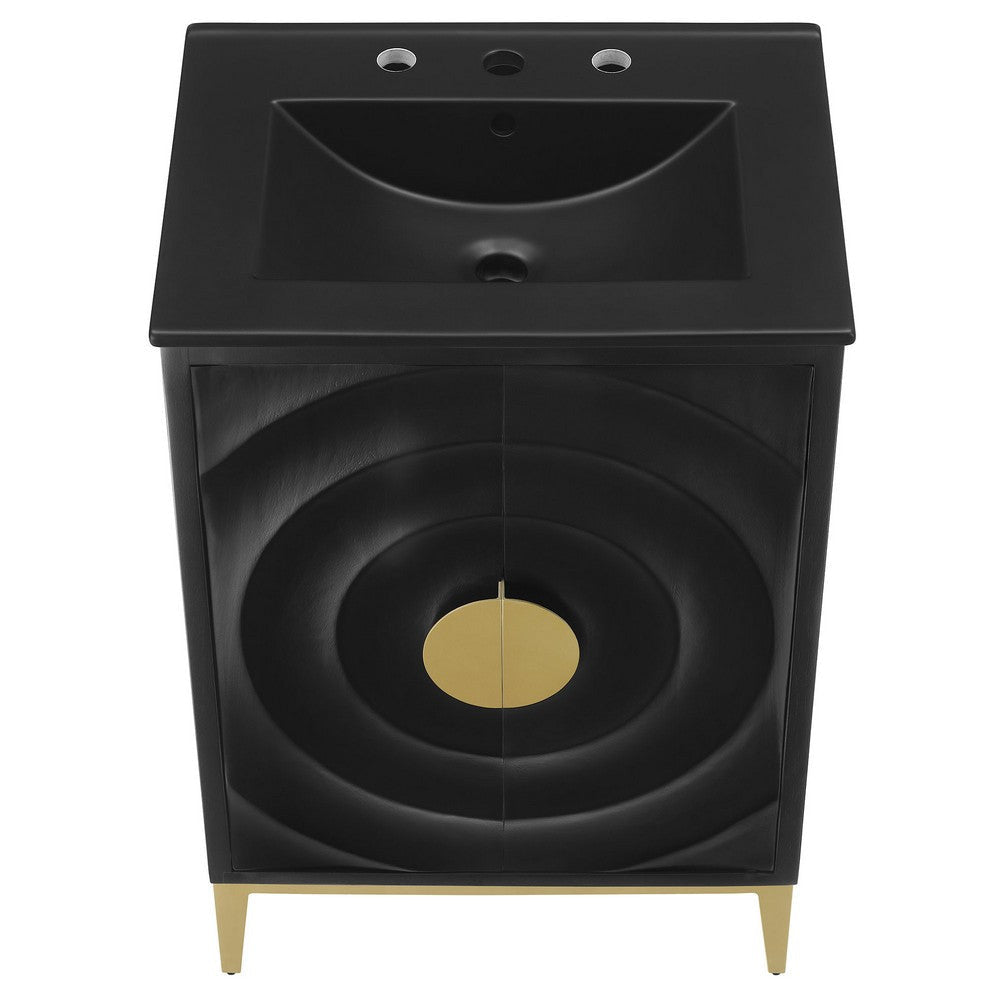 Modway Beau 24 Inch Wood Bathroom Vanity Cabinet in Black Black MDY-EEI-7160-BLK-BLK