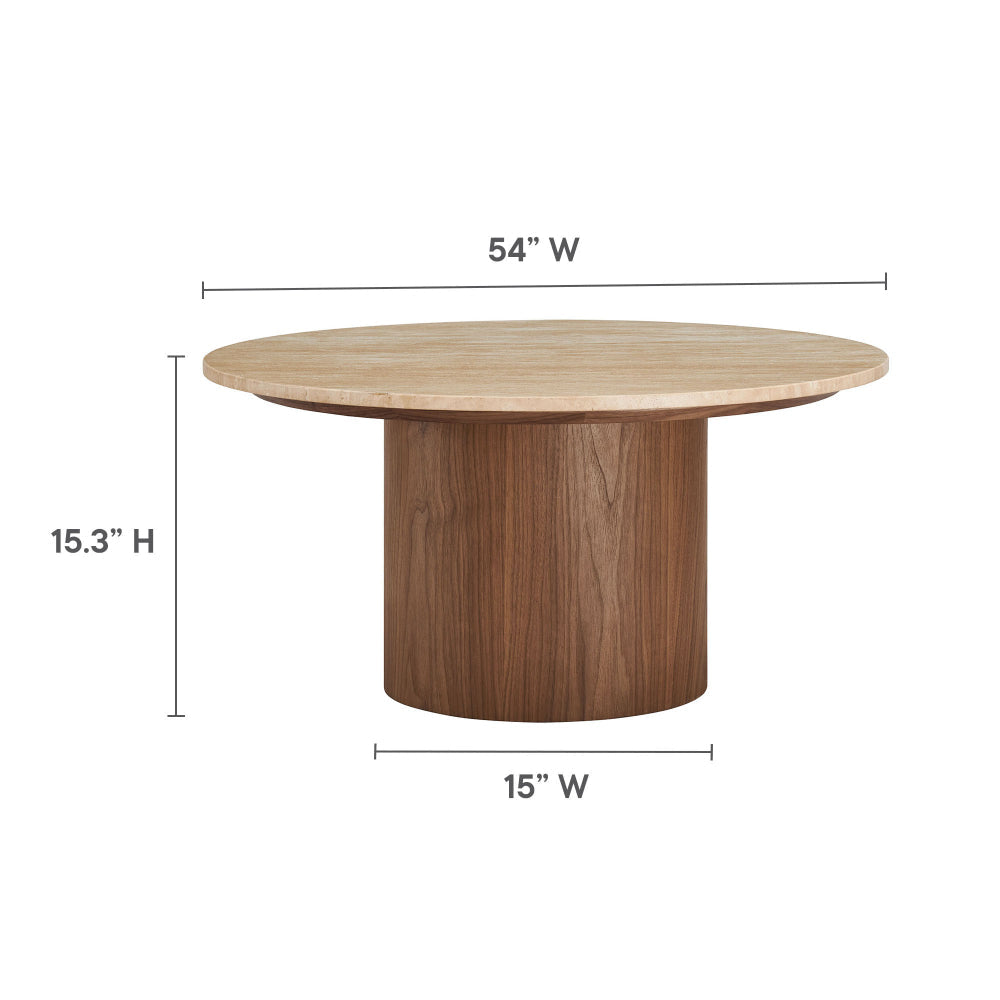 Kioni Round Travertine Coffee Table by Modway MDY-EEI-7170-WAL-TRV