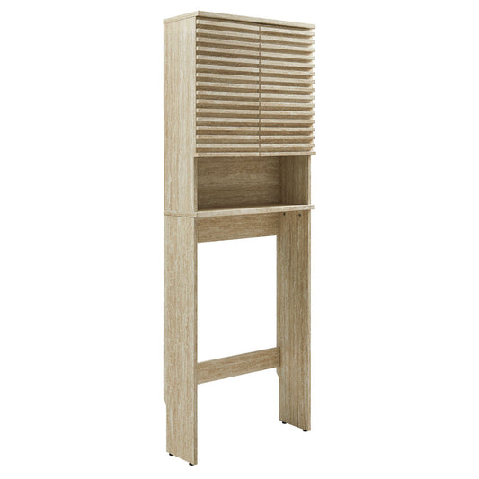 Render Over the Toilet Faux Travertine Bathroom Storage Cabinet by Modway