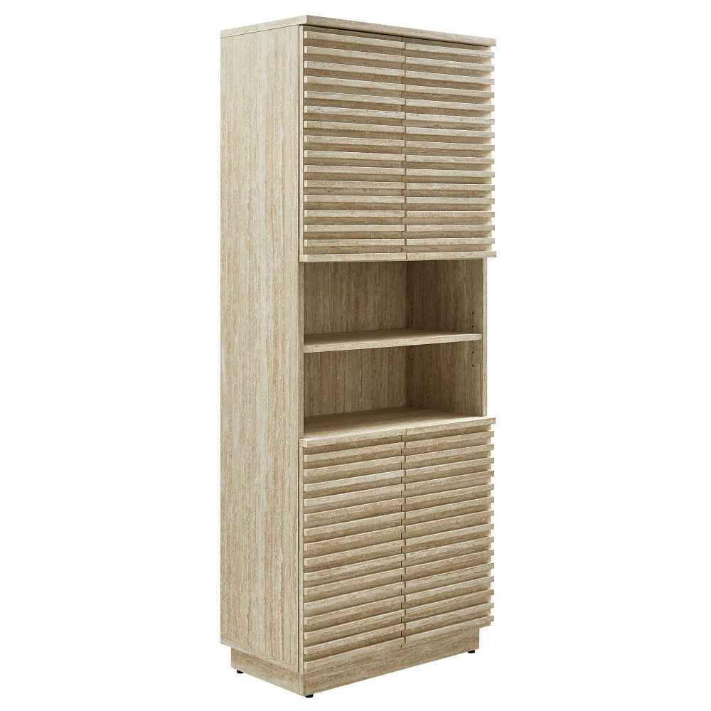 Render Tall Faux Travertine Linen Storage Cabinet by Modway