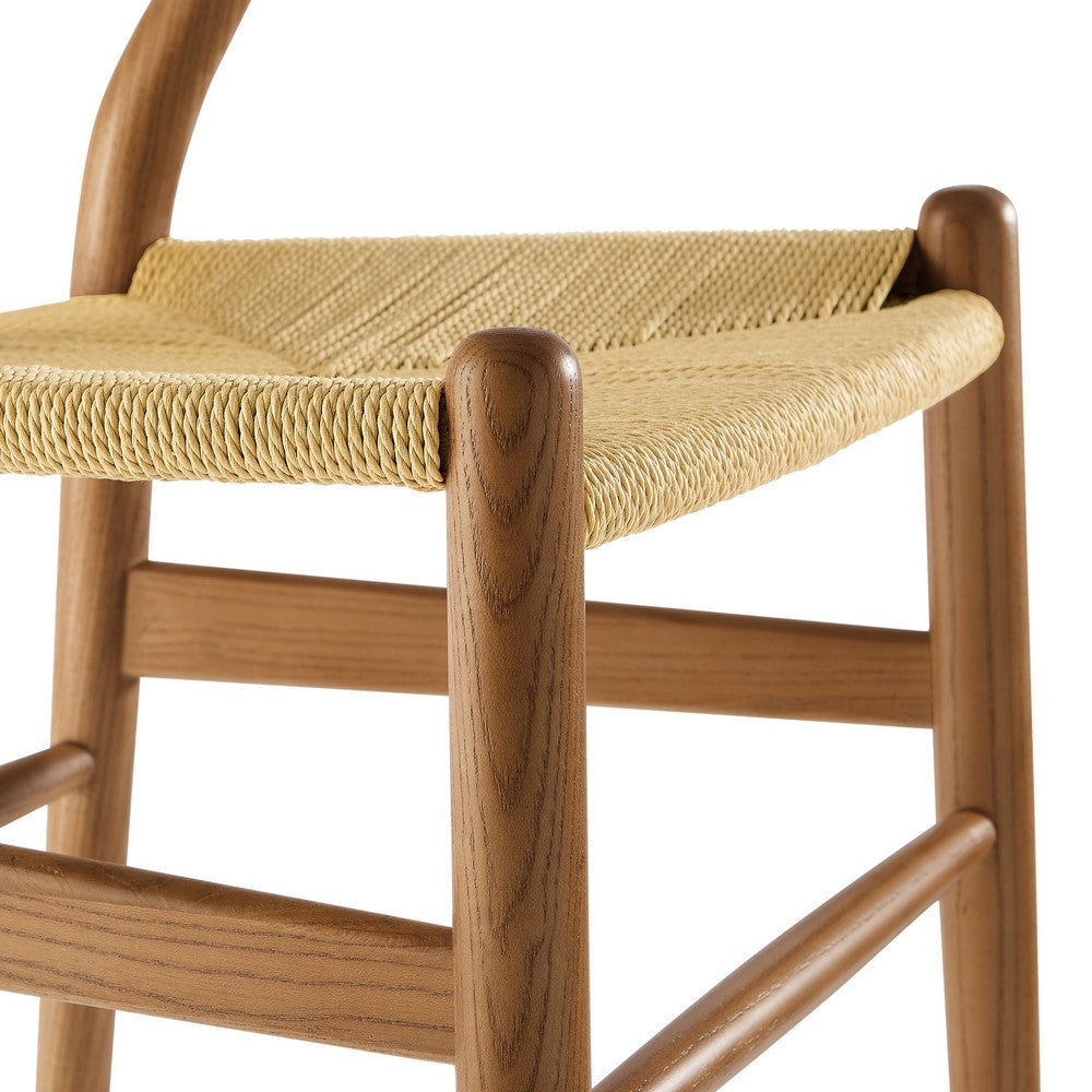 Modway Amish Wood Rope Dining Room Chair in Walnut - 29 Inch Tall Solid Elm Wood Accent Armchair - Mid Century Modern Open Back Kitchen