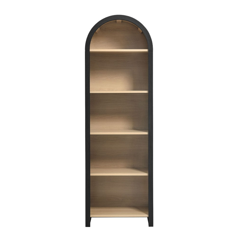 Modway Evie Arched Narrow Bookcase Display Cabinet Black MDY-EEI-7201-BLK-OAK