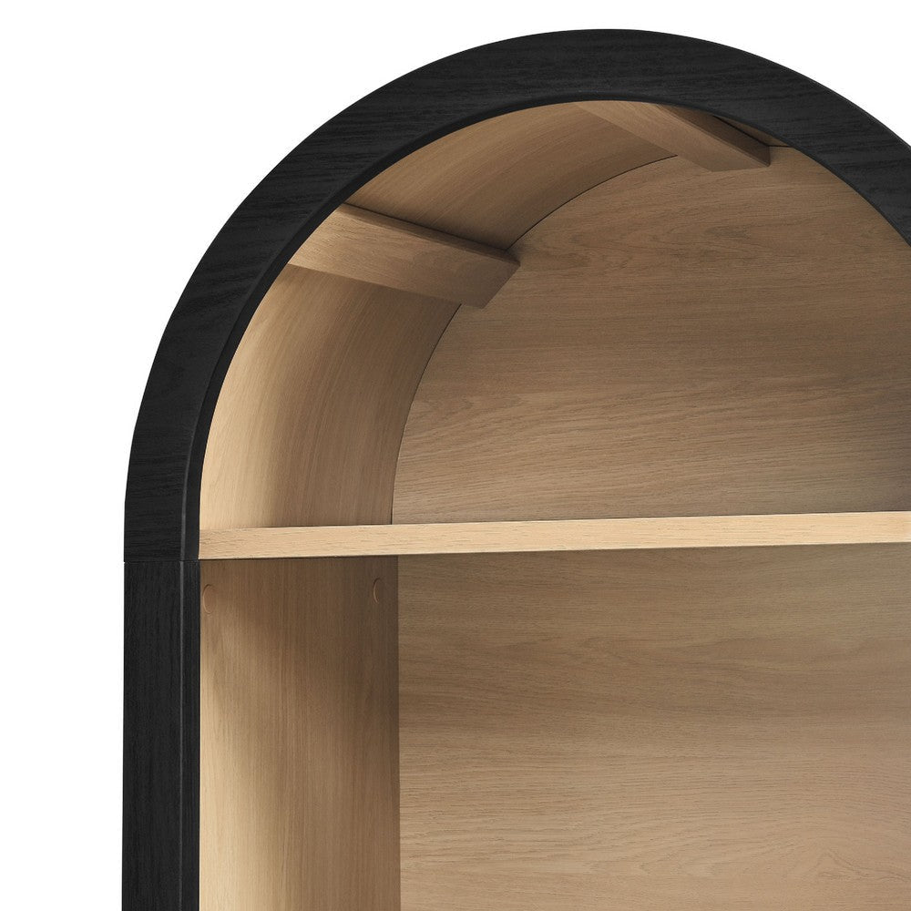 Modway Evie Arched Narrow Bookcase Display Cabinet Black MDY-EEI-7201-BLK-OAK