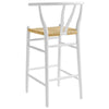 Modway Amish Wood Rope Bar Height Stool in White - 29 Inch Seat Height Mid Century Modern Retro Stool - Solid Elm Wood Pub Stool with Woven