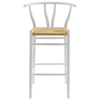 Modway Amish Wood Rope Bar Height Stool in White - 29 Inch Seat Height Mid Century Modern Retro Stool - Solid Elm Wood Pub Stool with Woven
