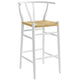 Modway Amish Wood Rope Bar Height Stool in White - 29 Inch Seat Height Mid Century Modern Retro Stool - Solid Elm Wood Pub Stool with Woven Seat and Open Back