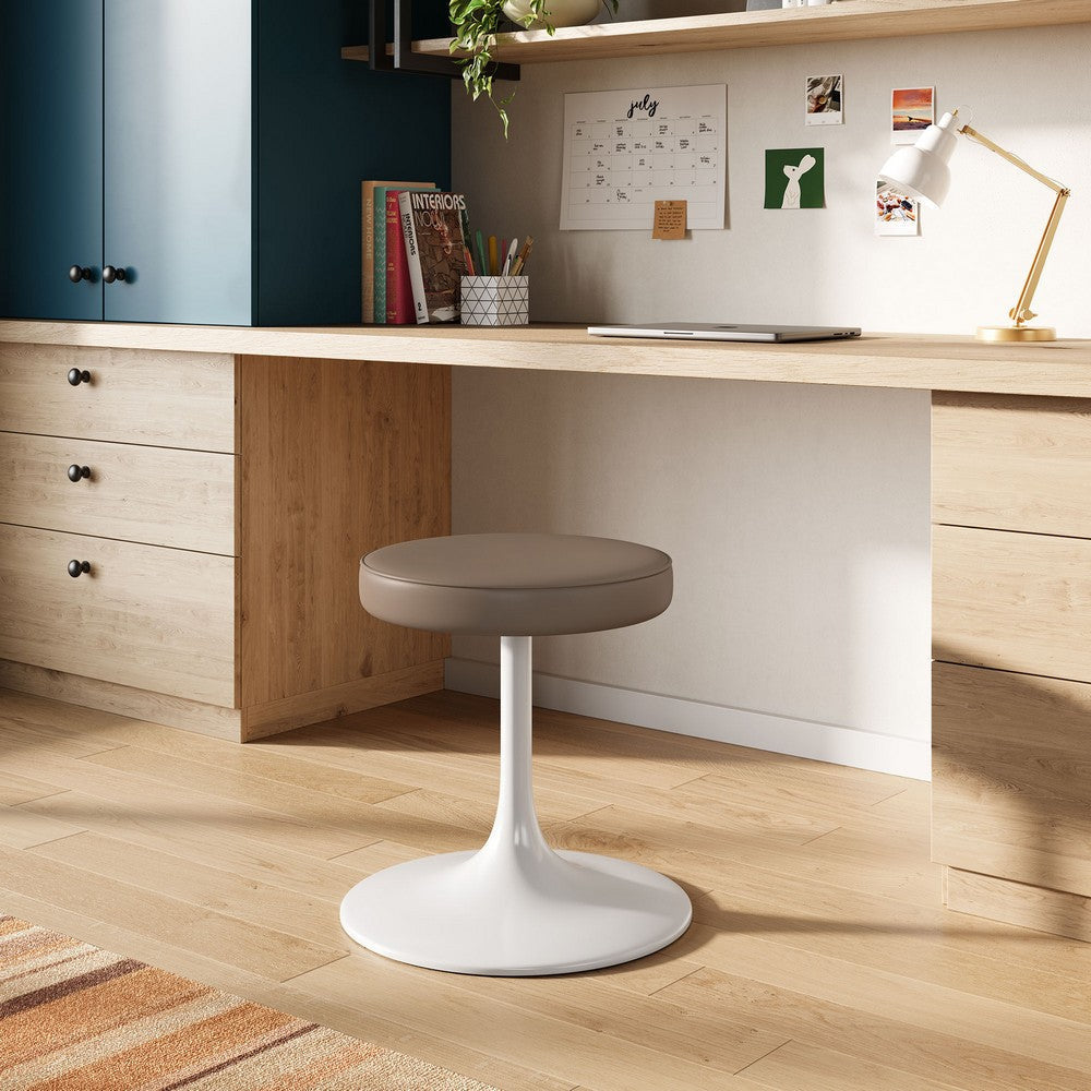 Modway Lippa 18 Inch Faux Leather Stool in Mushroom Brown