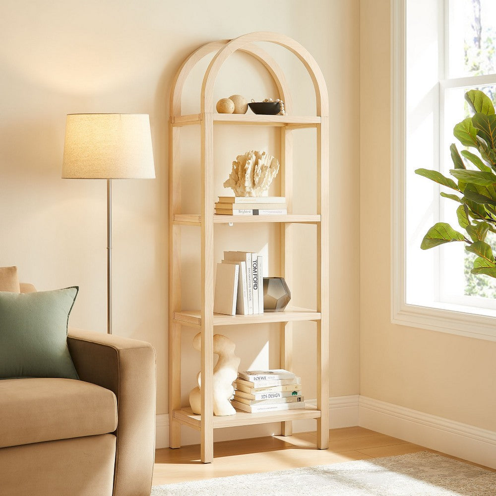 Modway Vexley 72 Inch Tall Narrow Arched Bookshelf Black